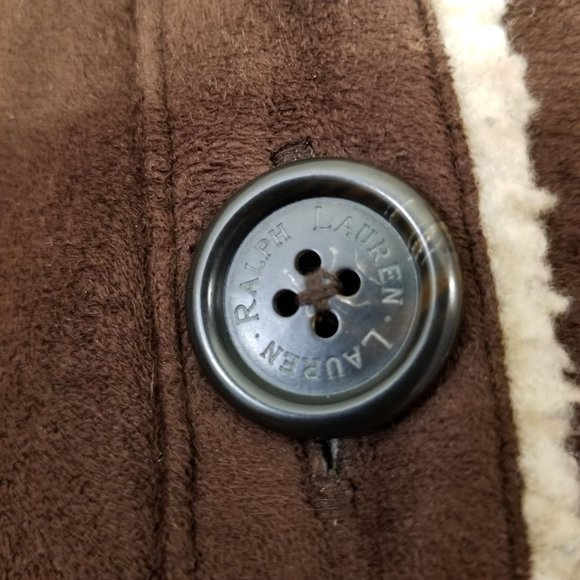 Ralph Lauren Brown Suede Sherpa Lined Coat L Rancher Western Cosplay - Picture 6 of 10